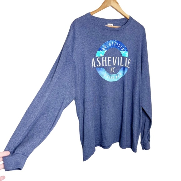 Delta Pro Weight Asheville North Carolina Graphic Long Sleeve Crewneck T-Shirt - Picture 4 of 15